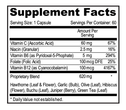 Ring Clear ingredient label