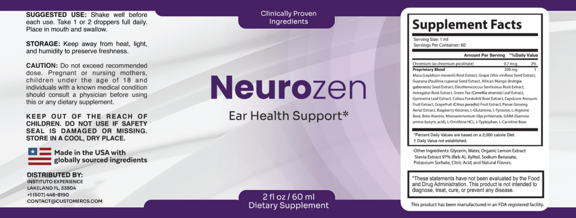 NeuroZen supplement facts label