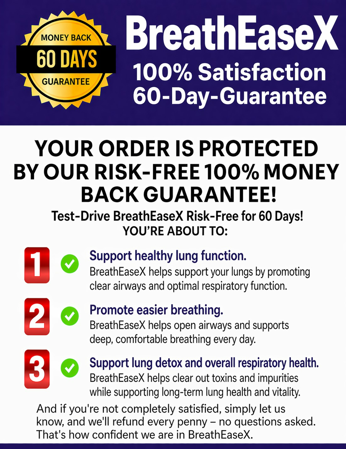 BreathEaseX 60-day guarantee banner