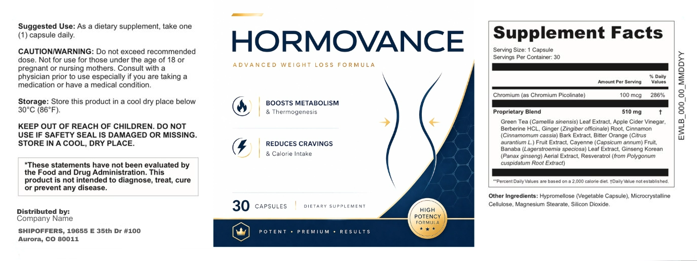 Hormovance supplement facts label